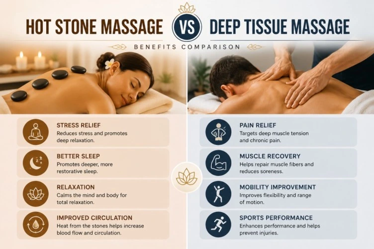Hot Stone Massage Vs Deep Tissue Massage Which is Better